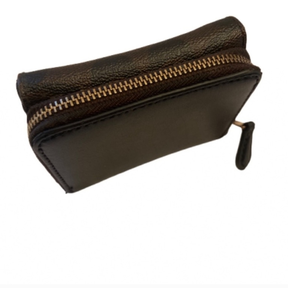 Coach Signature Brown and Black Zip Wallet - Picture 2 of 5